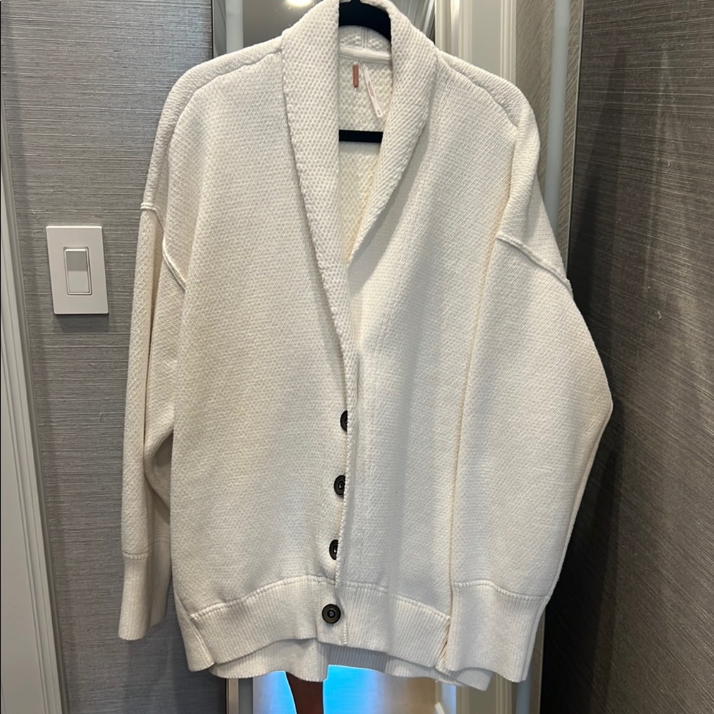 Women's White Button-Up Sweater